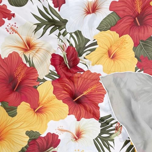 Yellow Red Hibiscus Silk Scarf Women's Fashion Square Satin Headscarf Neck Scarf Head Hair Wraps 23.6 Inches4