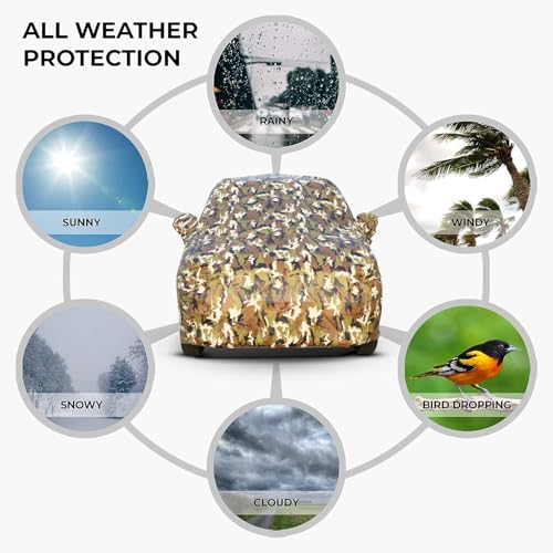 Image of GROOFOO Car Cover Compatible with Maruti Suzuki Celerio | Camouflage, Waterproof, Dustproof, UV Protection | Military Jungle Design | Custom Fit, Triple Stitched | All Weather Body Cover