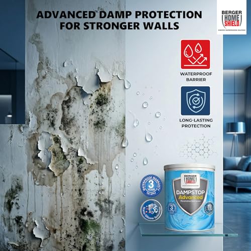 Image of BERGER HomeShield Dampstop Advanced Waterproofing Damp Proof Solution for Interior Walls Nano-Additive Based Prevents Salt Leaching (4L, White)