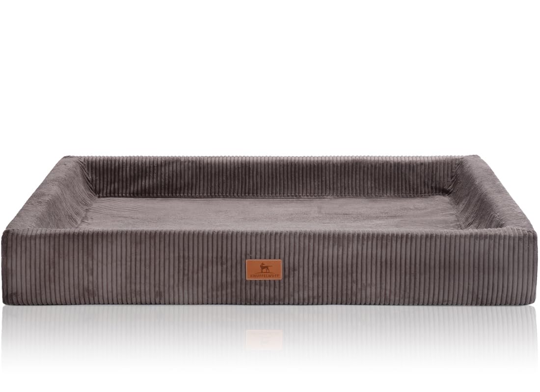 Knuffelwuff ortopedyczne legowisko dla psa z tkanego aksamitu Santiago M-L 85 x 65 cm brązowoszare - Zdejmowany pokrowiec - można prać - dla dużych, średnich i małych psów