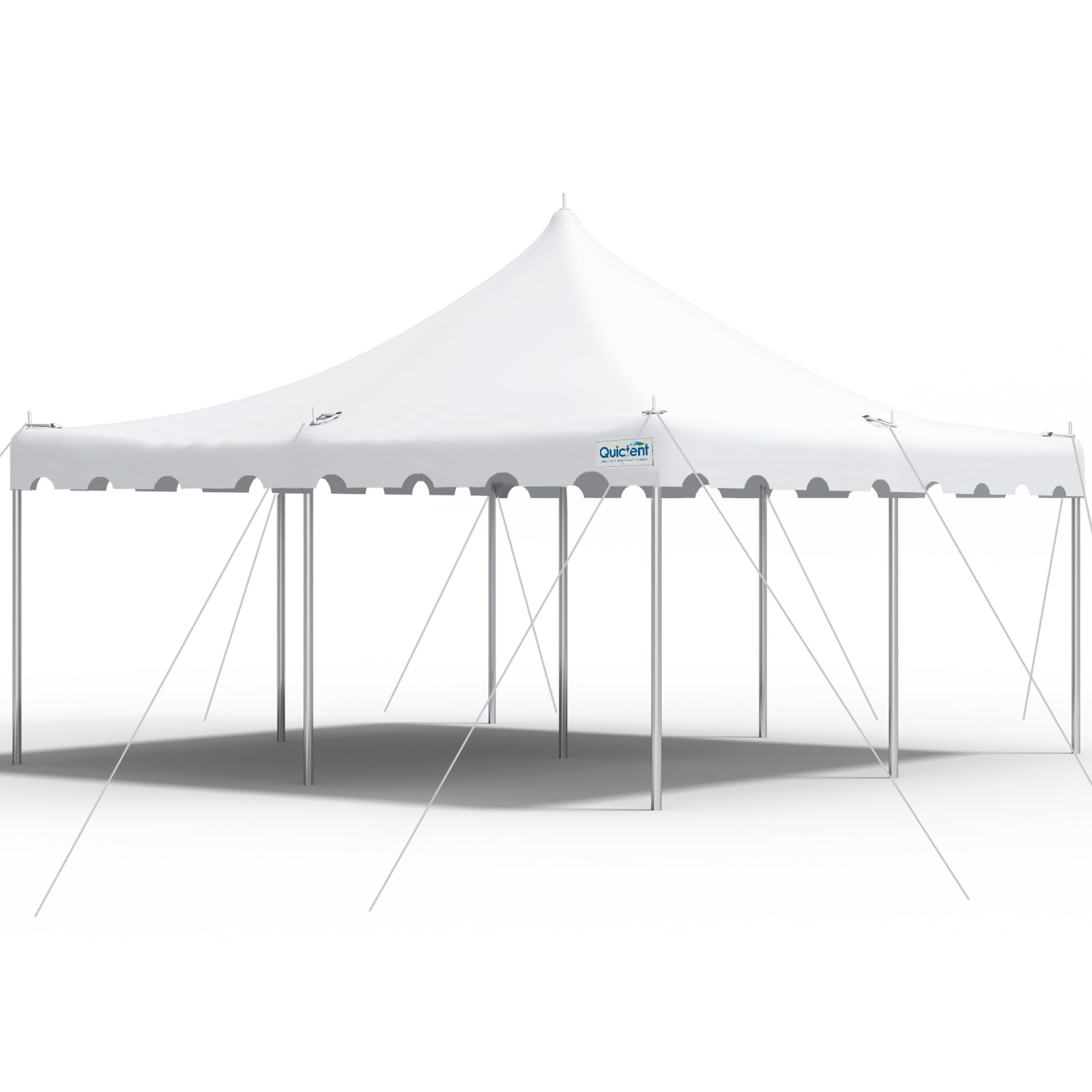 Quictent 20x20 Pole Party Tent set up in a grassy outdoor area.