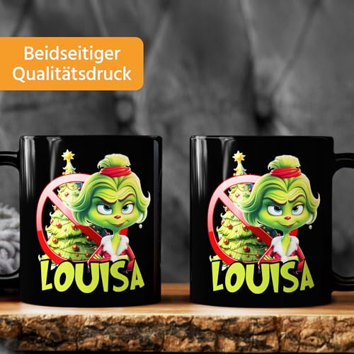 MoonWorks® Kaffee-Tasse Weihnachtsnörgler Weihnachten Mann Frau Paar mit Namen personalisierbar Geschenk lustig Weihnachtsmuffel Schwarz… – Ansicht 3