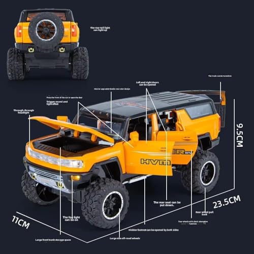 Image of Exclusive Alloy Metal Pull Back Die-Cast Car Diecast Metal Pullback Toy Car with Openable 6 Doors,Light Music Boys Gifts Toys (1:24 Hummer Off Road-Multicolor)