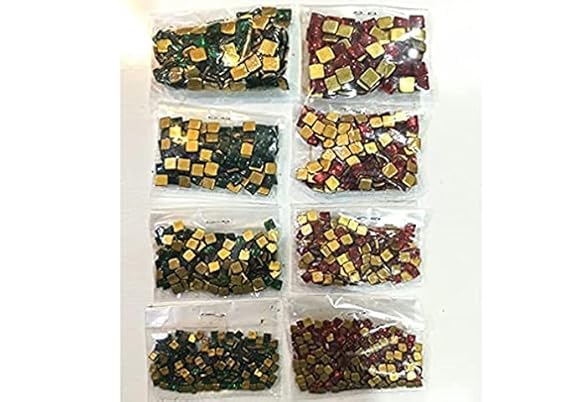 Epic Vault Tanjore Painting Kundan SQUARE Stones Set (5mm-8mm), 100 Stones x 8 Packets (4 Red, 4 Green)-image-33