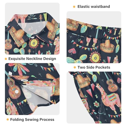 Image of visesunny Funny Boy's 2 Pieces Shirt and Short Set Casual Shirts Short Sleeve Beach Shorts Summer Outfits for 3-10 Years Kids