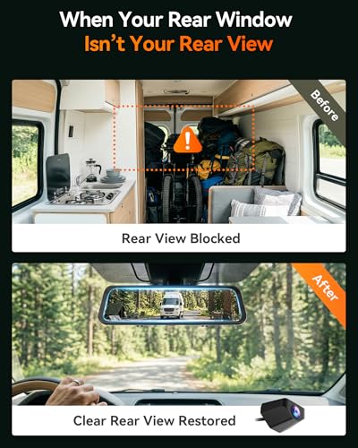 Image of WOLFBOX G900 PRO Mirror Dash Cam with 8MP STARVIS IMX678, 12 inches Rear View Mirror Camera with Front 4K and Rear 2.5K, Included 128GB Card, Voice Control, 5.8GHz WiFi, Loop Recording, G-Sensor & GPS