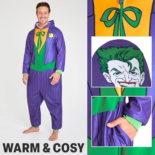 DC Comics Joker Mens One-Piece Pajamas with Hood, Fleece Loungewear - Mens Gift4