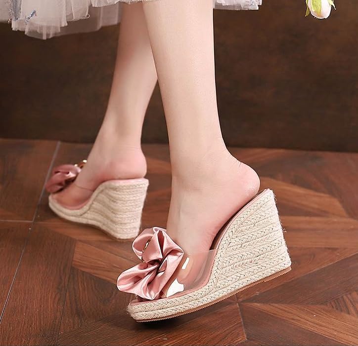 Espadrilles Wedges for Women Mules with Bows Comfortable Slides Platform Chunky High Heels Y2K Fashion Dressy Casual Sandals Spring Summer Outdoors Travel Streetwear Cruise Beach Seaside Holiday3