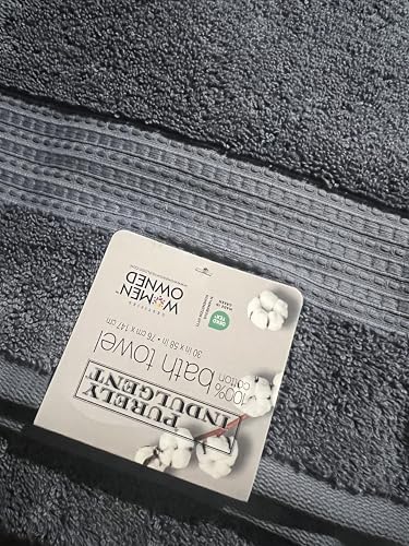 Purely Indulgent Bath Towel Set of 4-100% Cotton and Quick Dry Soft and Thick Durable (4, Blue)
