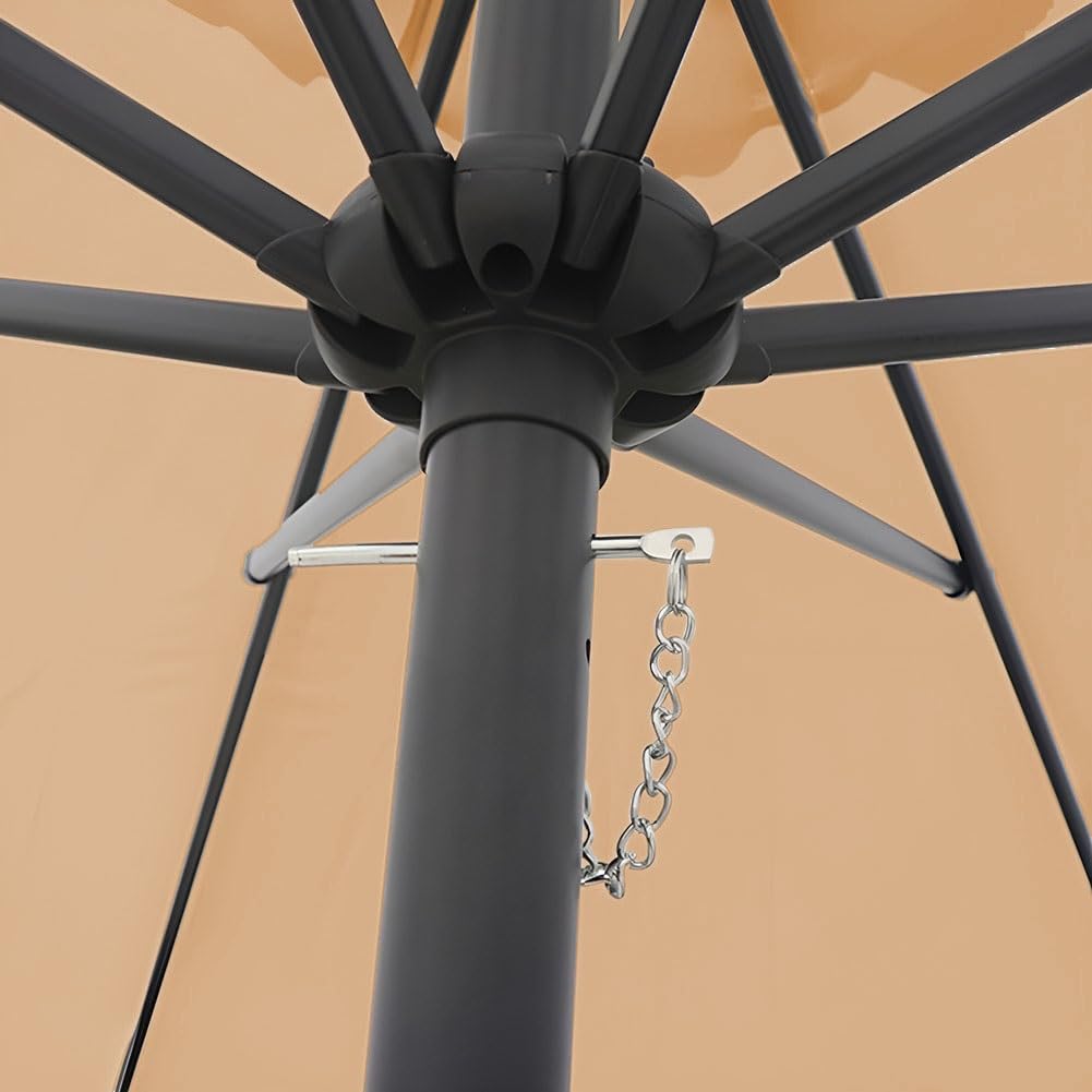 Zewnętrzny parasol ogrodowy 2,7 m, parasol na rynek wentylacyjny ze stalowym drążkiem 3,8 cm, korbą i 8 żebrami na taras, podwórko