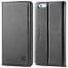 iPhone 6 Plus Case iPhone 6+ Case, SHIELDON Genuine Leather Wallet Case Folio Flip Book Design w/ Kickstand, Credit Card Slots, Magnetic Closure Compatible with iPhone 6+ / 6 Plus / 6S Plus, Black