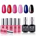 Perfect Summer UV LED Soak Off Gel Nail Polish Colors with Clear Base Coat and Top Coat Dual Set - Pack of 8, 8ml Each ( Starter Kit #01)
