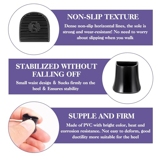 Image of 12Pairs Heel Caps for High Heels, S Size 1.2 * 1.2cm U Shape Heel Caps, Non-Slip High Heels Replacement Tips for Wedding, Grass Outdoor Events