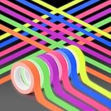 AYBUY Neon Klebeband, 6er-Pack Fluoreszierendes Gewebeklebeband, 1.5 cm x 5 m, Darunter Orange, Lila, Pink, Blau, Gelb und Grün, Gewebebänder für Markieren des Bodens und Basteln