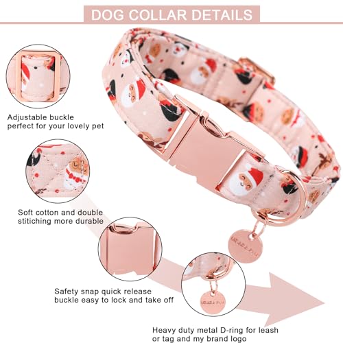 Image of Christmas Dog Collar, Cotton Collar for Puppy Girl Boy Dog or Cat, Comfortable Dog Collar with Durable Metal Buckle, Adorable Pet Collar, XS