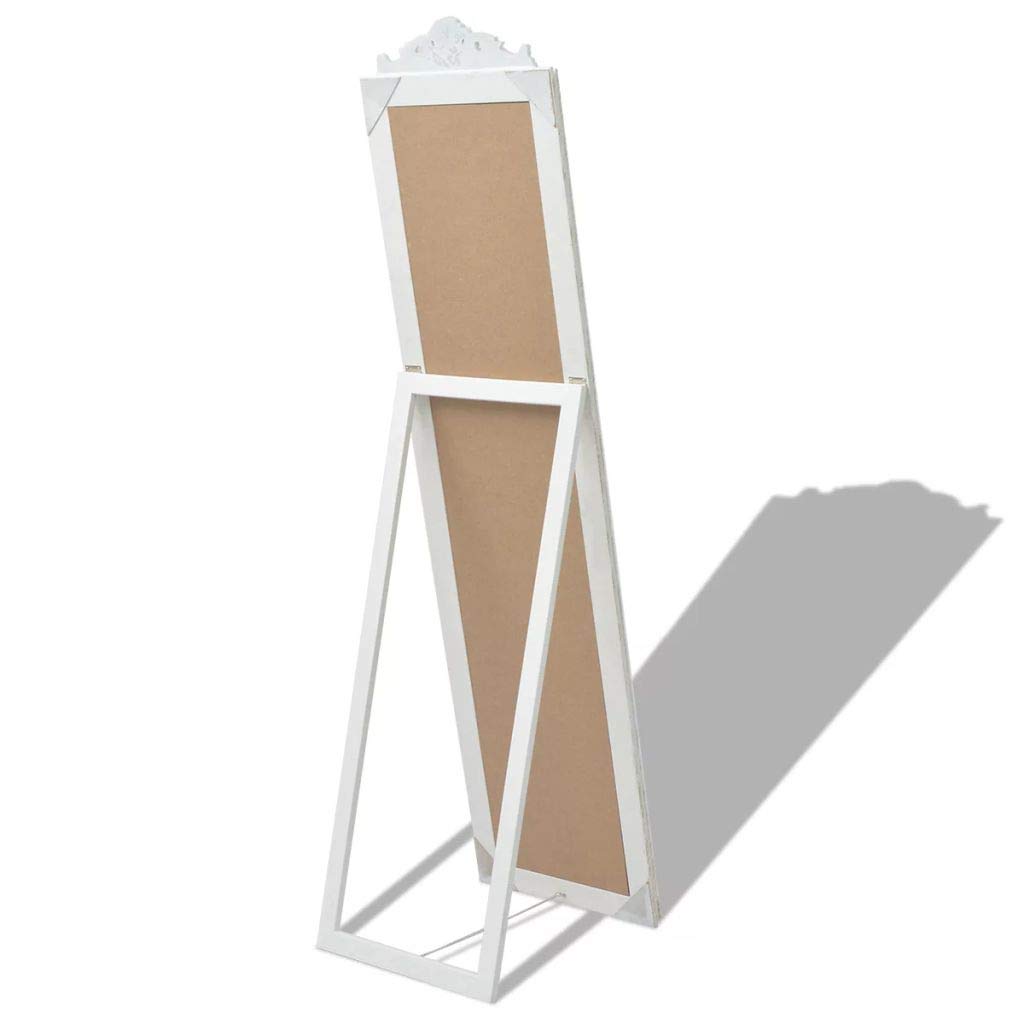 Festnight- Specchio da Pavimento in Stile Barocco 160x40 cm Bianco