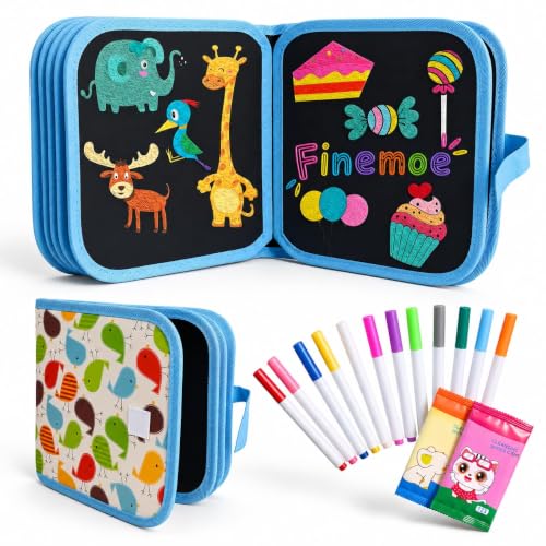 Image of Erasable Doodle Book for Kids, Reusable Drawing Coloring Book with Washable Sketch Pens and Wipes, Mess Free Painting, Travel Toy, Magic Slate for Kids Pillow Book (Malti)