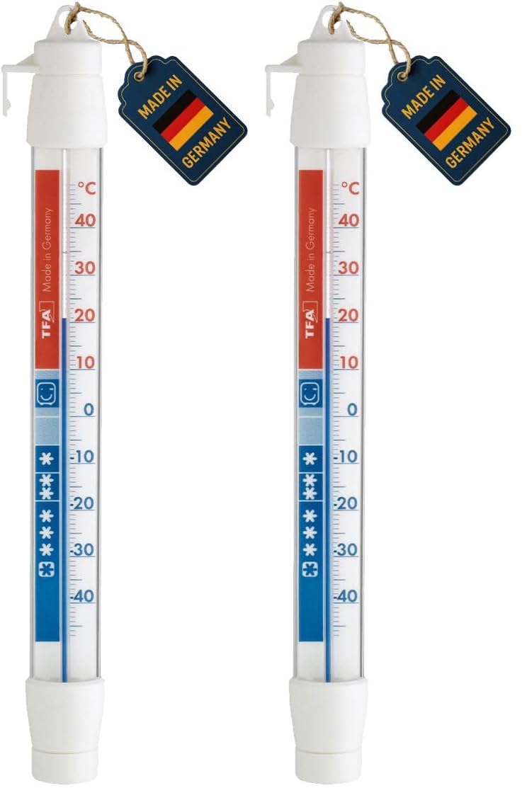 TFA Dostmann Kühlschrank-Thermometer,14.4003.02.01, hohe Genauigkeit, zur Kontrolle von Kühl- und Gefrierschrank, weiß (Packung mit 2)