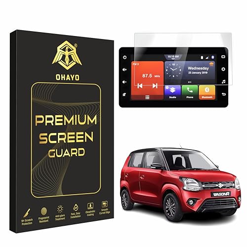 Image of OHAYO Military Strength Screen Protector For Maruti Suzuki Wagon R ZXI Plus 2022 9H+ Hardness, Strong Protection, Full Screen Edge-to-Edge Cover, Scratch Resistant, Bubble-Free Installation, Ultra HD Clarity,With installation kit