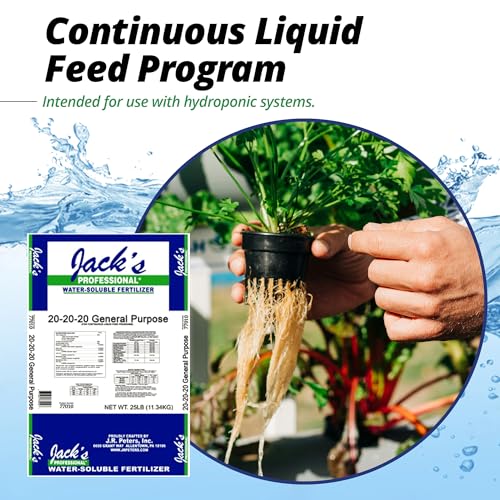 Image of Jack's Professional 20-20-20 General Purpose Water-Soluble Fertilizer with Micronutrients for Heavy Feeding Plants in Continuous Liquid Feed Programs, 25lbs