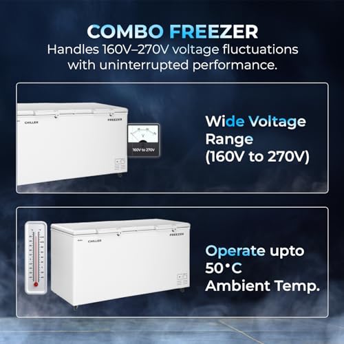 Image of Haier HFC-550CPW, Double Door Combo Freezer (Half Cooler & Half Freezer Combo), Freeze & Chill together, Dual Condenser, Metal liner & 4 Years Comprehensive Warranty (White)