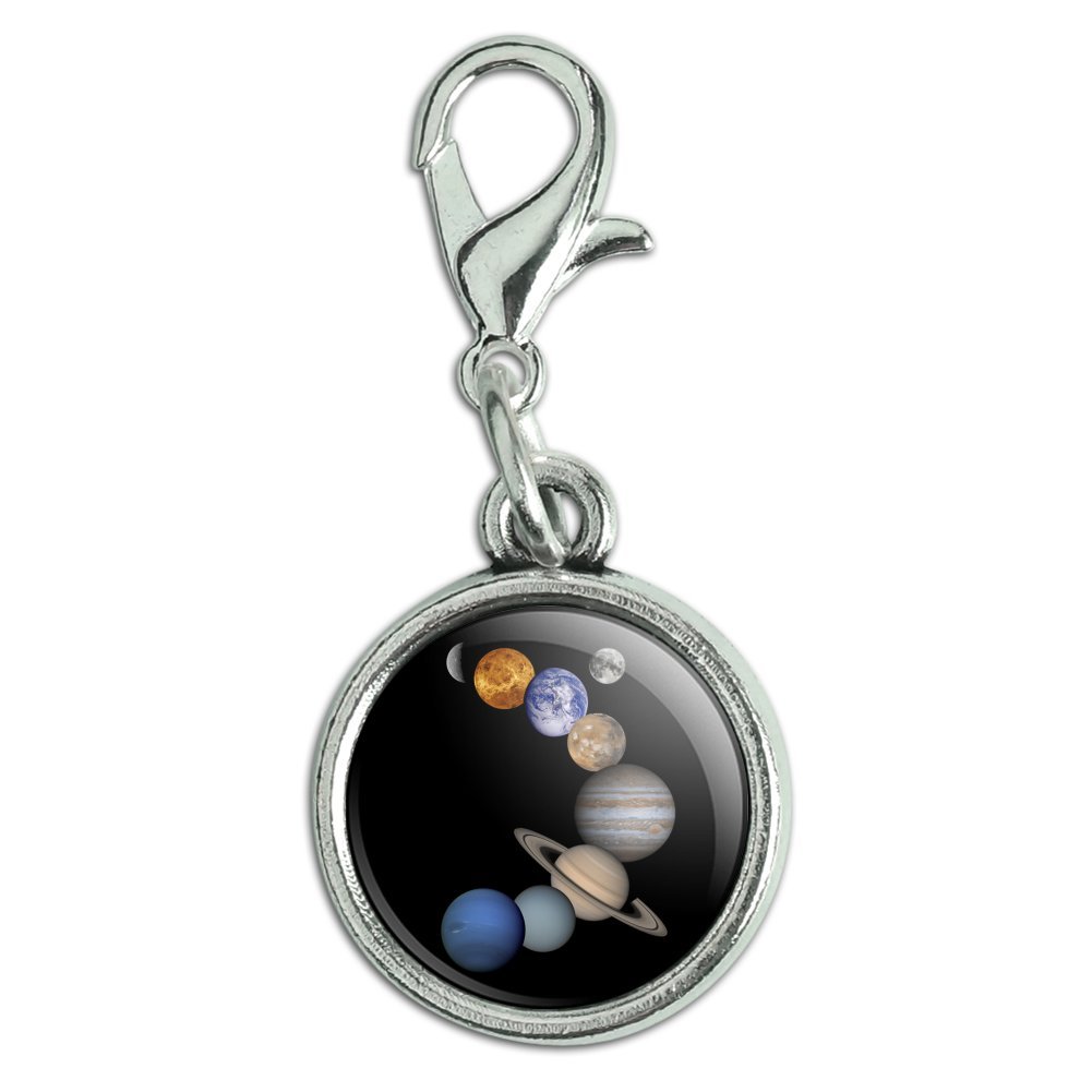 Solar System Planets Mercury Venus Mars Earth Moon Jupiter Saturn Uranus Neptune Antiqued Bracelet Pendant Zipper Pull Charm with Lobster Clasp-image-48