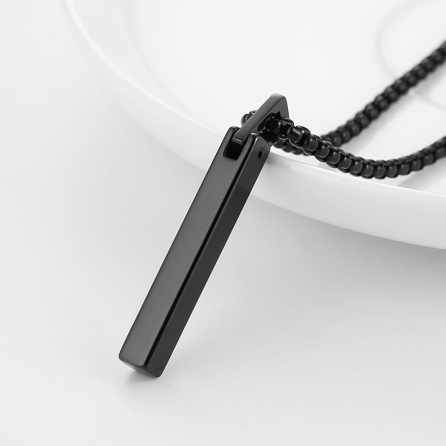 HZMAN Silver Gold Black Plated Rectangular Stainless Steel Pendant Necklace for Men Simple Jewelry Gift - Image 3