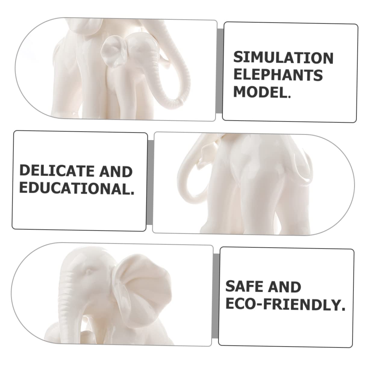 Didiseaon Estatua de Elefante Madre y Cría de Cerámica White