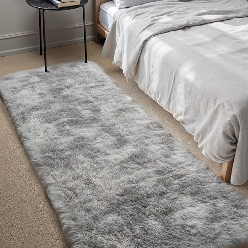 PureCozy 2x6 Checkered Rug Grey and White Modern Soft Area Rug Fluffy Non-Slip Carpet for Bedroom Living Room Playroom Home Aesthetic Decor