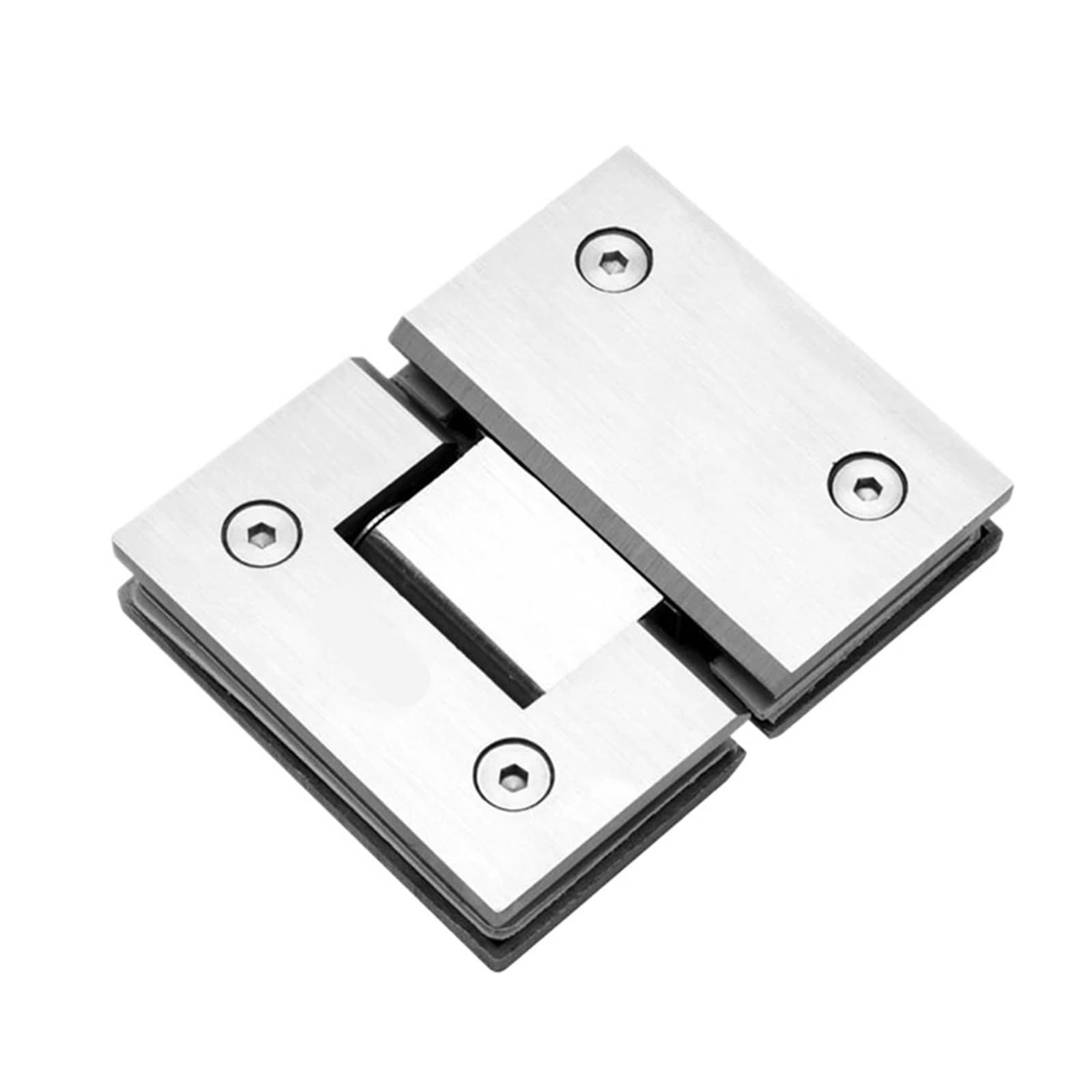 Hinges, Shower Room Tempered Glass Door Hardware Hinge Bathroom Clip Cast Solid(180 Brushed Silver)