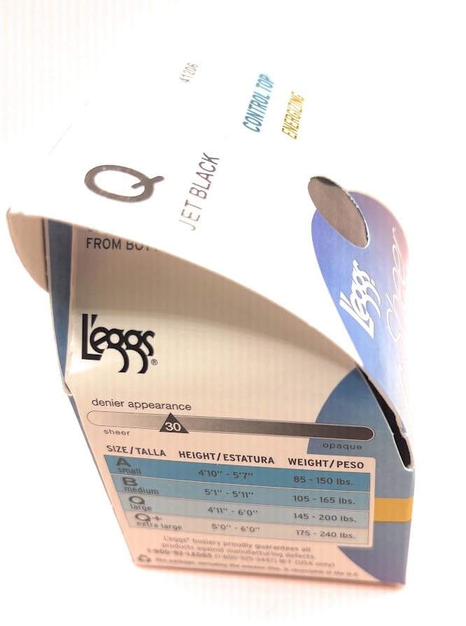 Women Sheer Energy Control Top Sheer toe Energizing Panty Hose, By Legs (Q Jet Black)4