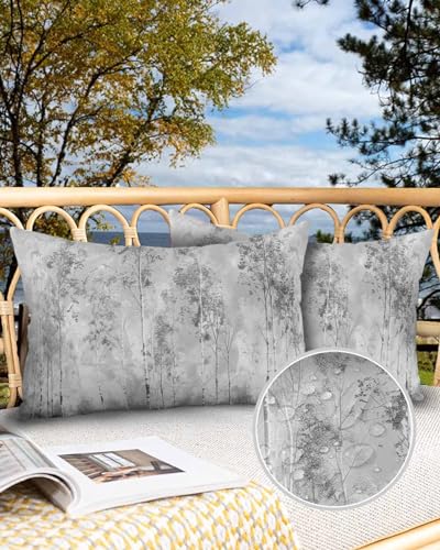 Forests Tree Outdoor Pillow Covers Waterproof,All Weather Cushion Case Set of 2 Lumbar Pillowcase for Sofa Couch Bed Decor Patio Furniture 20