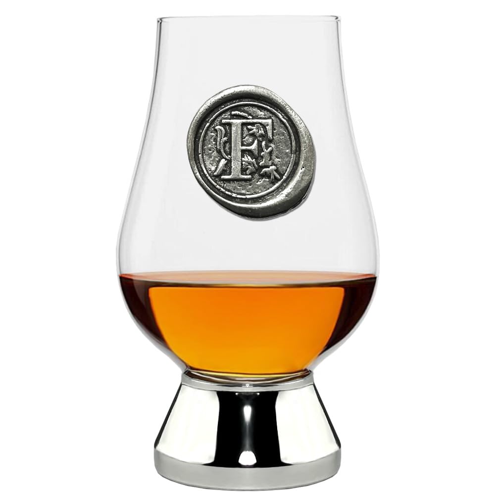 English Pewter Company Glencairn Personalised Whisky Glass with Monogram Initial, Unique Gifts for Men