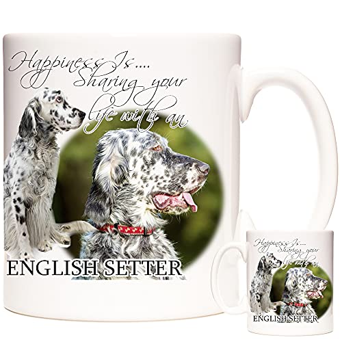 KazMugz Tasse cadeau en céramique avec motif de chien Setter anglais Inscription Happiness is Sharing Your Life with an English Setter Cover
