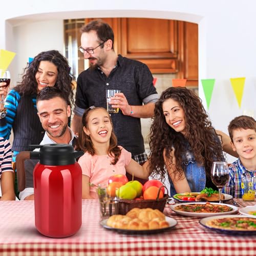 68oz Insulated Coffee Carafe - Stainless Steel Double Wall Vacuum for Hot and Cold Beverages (Red) - Image 6