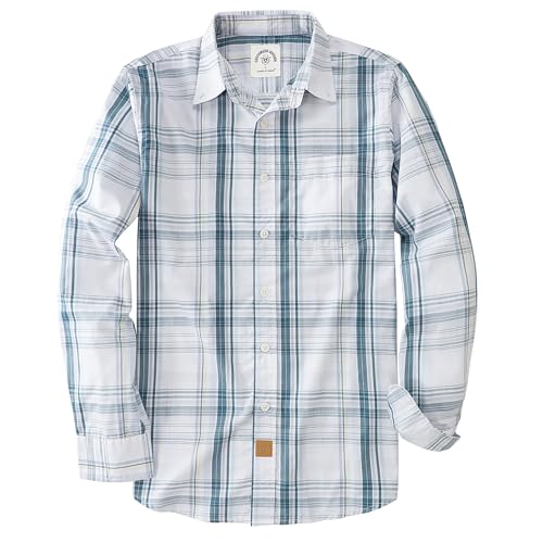 Dubinik®Mens Shirts Long Sleeve Shirts for Men Casual Button Down Vintage Plaid Pocket Soft Mens Button Up Shirts Long Sleeve