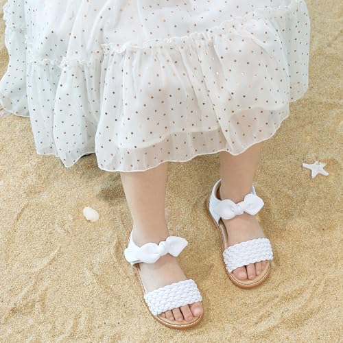 Image of Flaryzone Girls Sandals Open Toe Summer Flats Dress Sandals Shoes Toddler /Little Kid