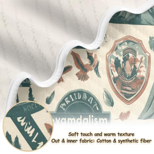 Image of Baby Swaddle Blanket for Boys Girls Soft Warm Stroller Throw Blanket for Newborn Infant Toddler 30X40in Camping National Park Colorful Labels Emblems