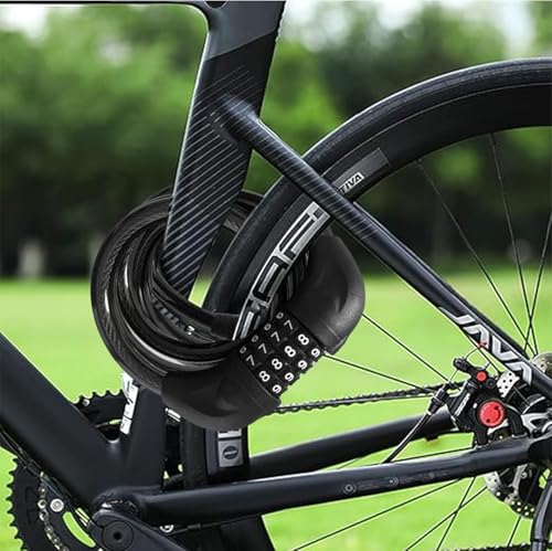 Bike Cable Lock 6FT Long, 4 Digit Resettable Combination Lock, Heavy Duty Steel Cable with Waterproof Vinyl Coating Anti Theft Security Lock for Road Bike E-Bike Scooter Fence Gate Toolbox - Thumbnail 5