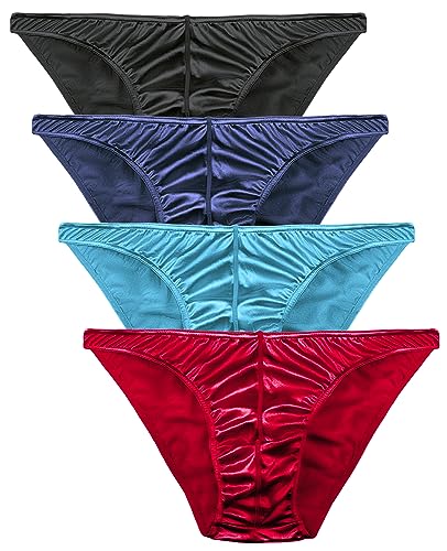 Mens Satin Bikini Briefs Panties Small to 3XL Silky Sexy Mens Underwear Multi Pack