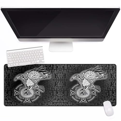 Mitología Vikinga 57x33cm Alfombrilla Gaming con Costuras Anti-Desgaste Árbol del Mundo con Lobo Fenrir Impreso en 3D Mouse Pad Base de Goma Antideslizante Oficina Accesorios para Escritorio