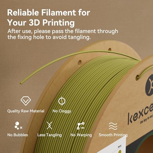 kexcelled PLA Matte Olivgrün 1,75mm +/-0,03mm, Matt Textur Finish Farbe, Ästhetische Materialien für FDM 3D Druck, 1kg Rolle Spule