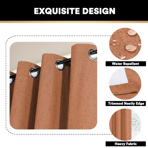 Image of PrinceDeco 100% Linen Blackout Curtains Extra Wide Thermal Insulated Door Curtain Grommet Top Curtain Drapes for Living Room /Sliding Glass Door,W100 X L96 Inch,Oragne
