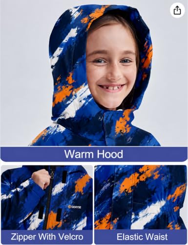 Image of GEMYSE Kids One Pieces Ski Suits Jumpsuits Boys Girls' Winter Outdoor Snowboarding Waterproof Snowsuits