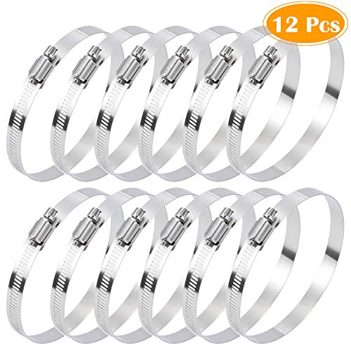 Selizo 12Pcs Hose Clamps, 4 Inch Hose Clamp 304 Stainless Steel Hose Clamps
