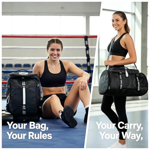 Image of Gym Duffle Bag Backpack,4‑Way Waterproof with Shoe Compartment Travel Hiking Laptop