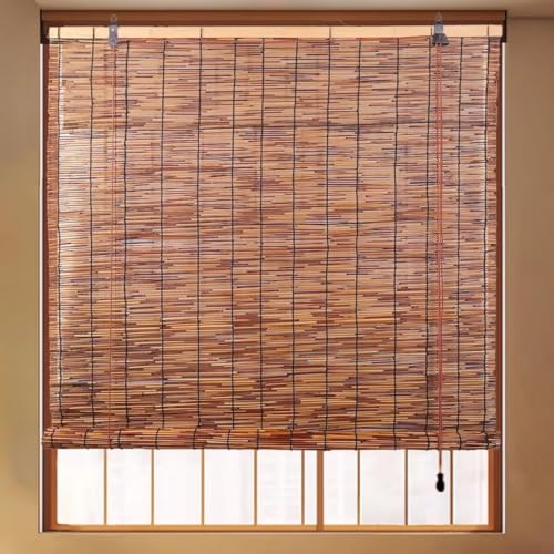 Blackout Blinds, Bamboo Shades for Indoor Windows, Bamboo Roller No Drill 40cm 50cm 80cm 100cm 120cm 150cm 160cm 180cm Sun Shade Privacy Roman Blinds