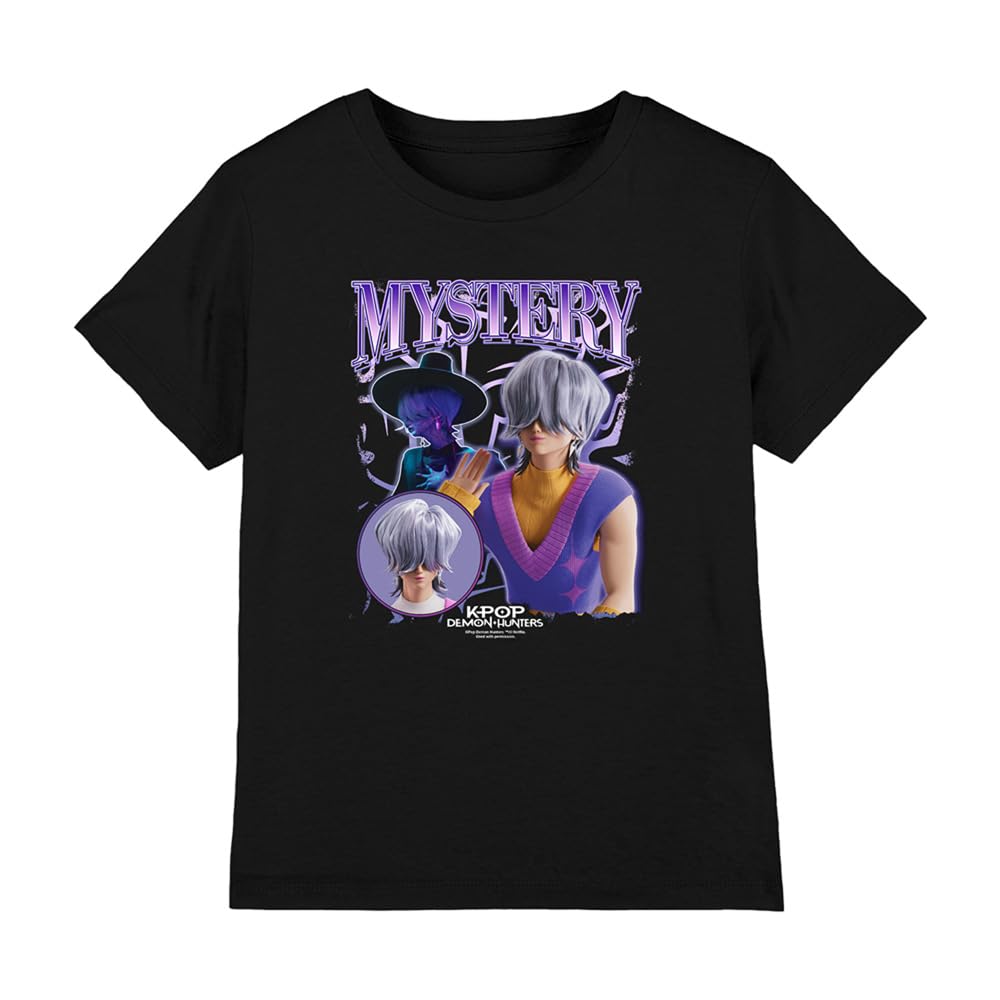 Kpop Demon Hunters Saja Boys Mystery Homage Kids T Shirt, Black, 7-8Y
