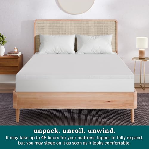 Image of Sleep Innovations 2 Inch Green Tea Gel Memory Foam Mattress Topper with Cool-Touch Cover, King, Medium Feel, Pressure Relief, for All Sleep Positions