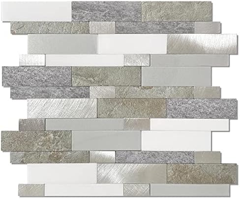 BeNice Peel and Stick Backsplash Tile for Kitchen,Peel and Stick Mosaic Tile Stickers Waterproof Bathroom Tile Peel and Stick Tiles for Walls (5sheets, Rustic Gray)
